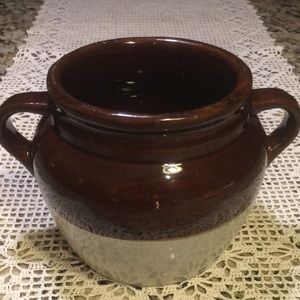 Vintage Stoneware USA Pottery Two Handle Bean Pot Crock